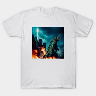 Godzilla in a city on fire T-Shirt